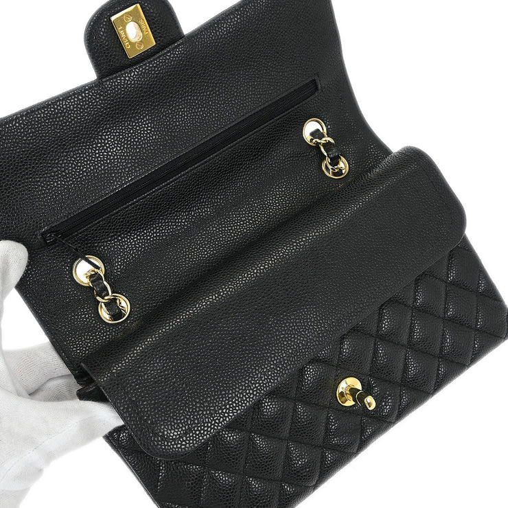 Chanel Black Calfskin Medium Classic Double Flap Shoulder Bag 115936