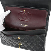 Chanel Black Calfskin Medium Classic Double Flap Shoulder Bag 115936
