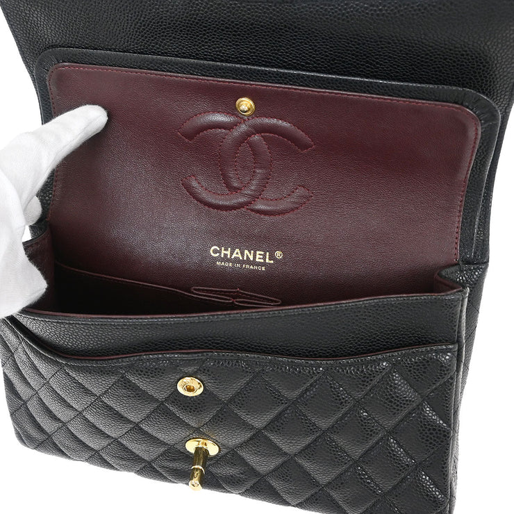 Chanel Black Calfskin Medium Classic Double Flap Shoulder Bag 115936