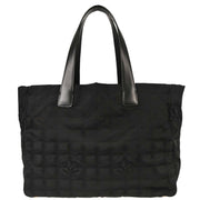 Chanel Black Jacquard Nylon Travel Line Tote Handbag 115945