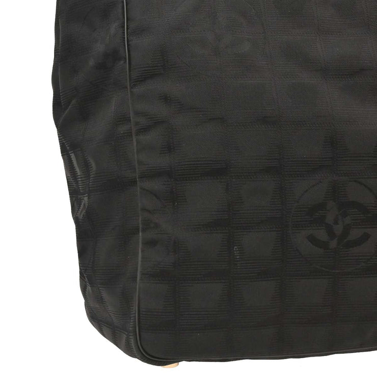 Chanel Black Jacquard Nylon Travel Line Tote Handbag 115945