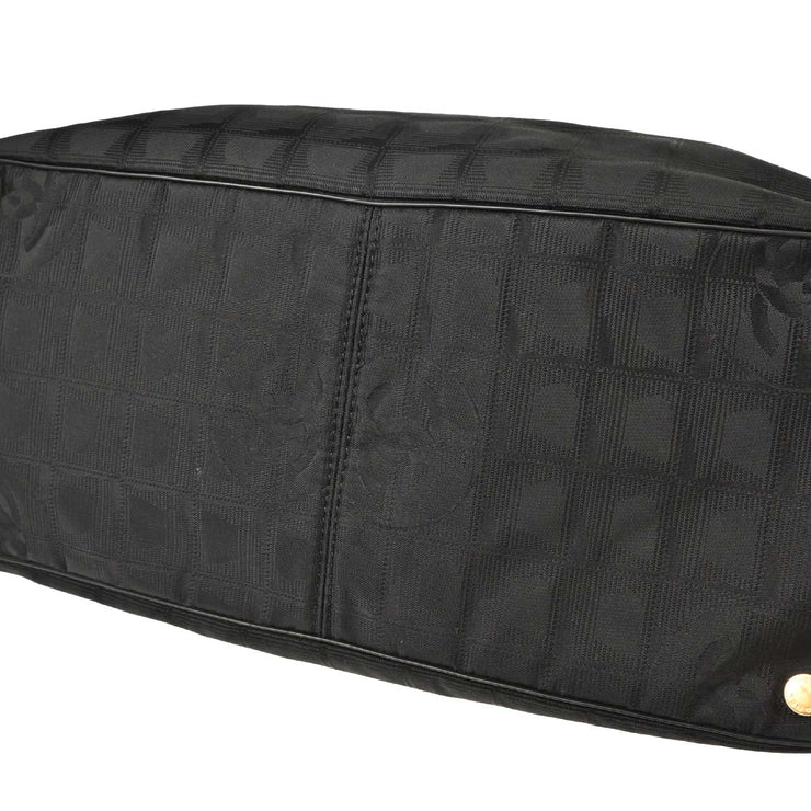 Chanel Black Jacquard Nylon Travel Line Tote Handbag 115945