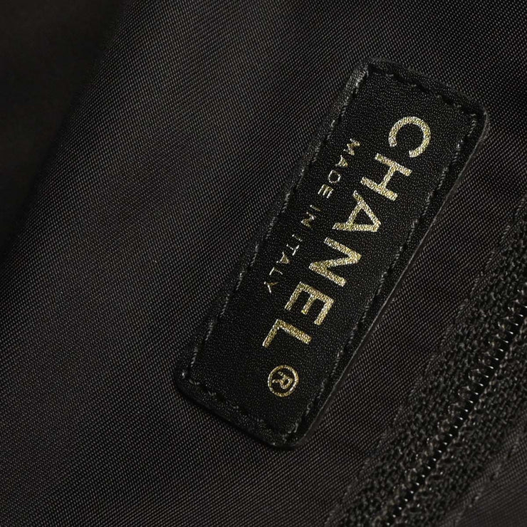 Chanel Black Jacquard Nylon Travel Line Tote Handbag 115945