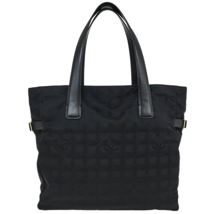 Chanel Black Jacquard Nylon Travel Line Tote Handbag 115946