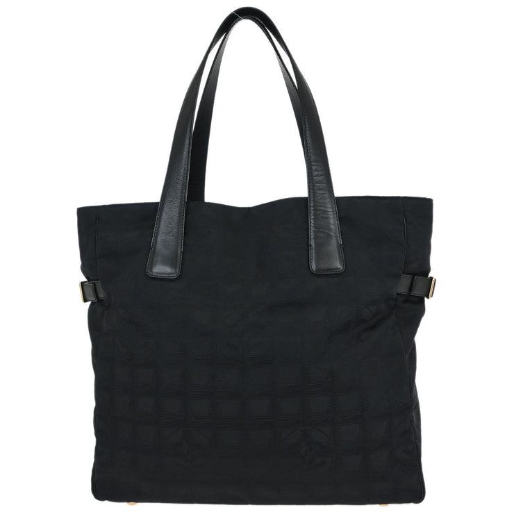 Chanel Black Jacquard Nylon Travel Line Tote Handbag 115946
