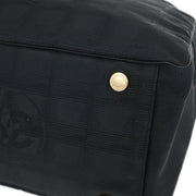 Chanel Black Jacquard Nylon Travel Line Tote Handbag 115946