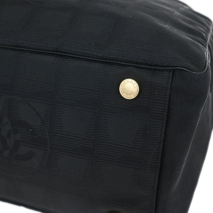 Chanel Black Jacquard Nylon Travel Line Tote Handbag 115946