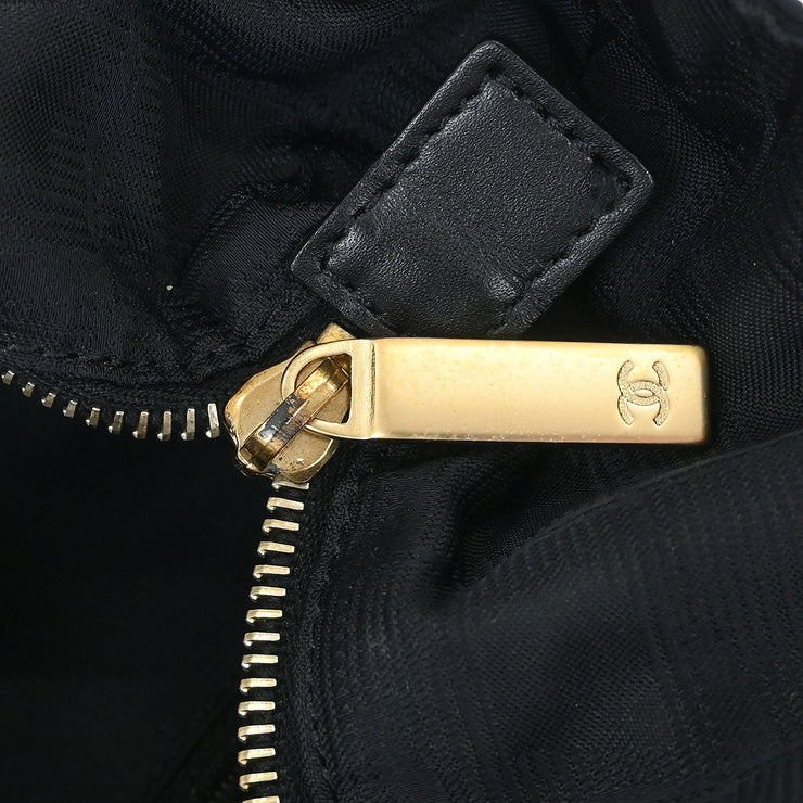 Chanel Black Jacquard Nylon Travel Line Tote Handbag 115946