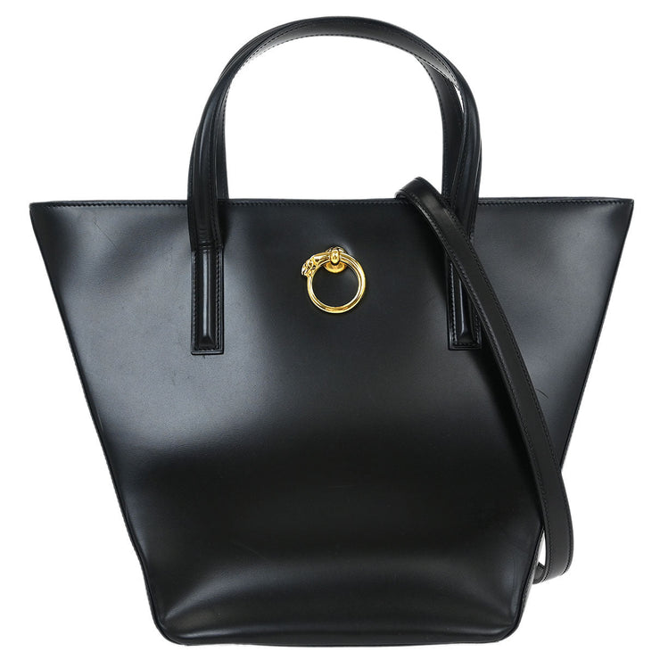 Cartier Black Leather Panthere 2way Tote Handbag C35 115955
