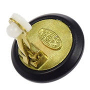 Chanel Button Earrings Clip-On Gold Black 95P 115961