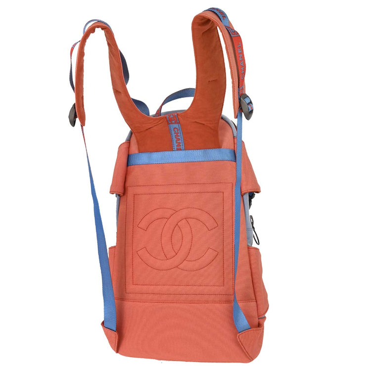 Chanel Red Blue Nylon Sport Line Backpack 115964