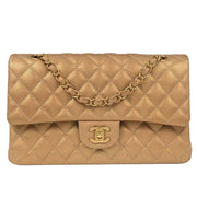 Chanel Metallic Gold Calfskin Medium Classic Double Flap Shoulder Bag 115972