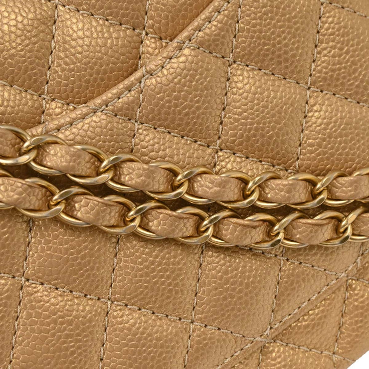 Chanel Metallic Gold Calfskin Medium Classic Double Flap Shoulder Bag 115972