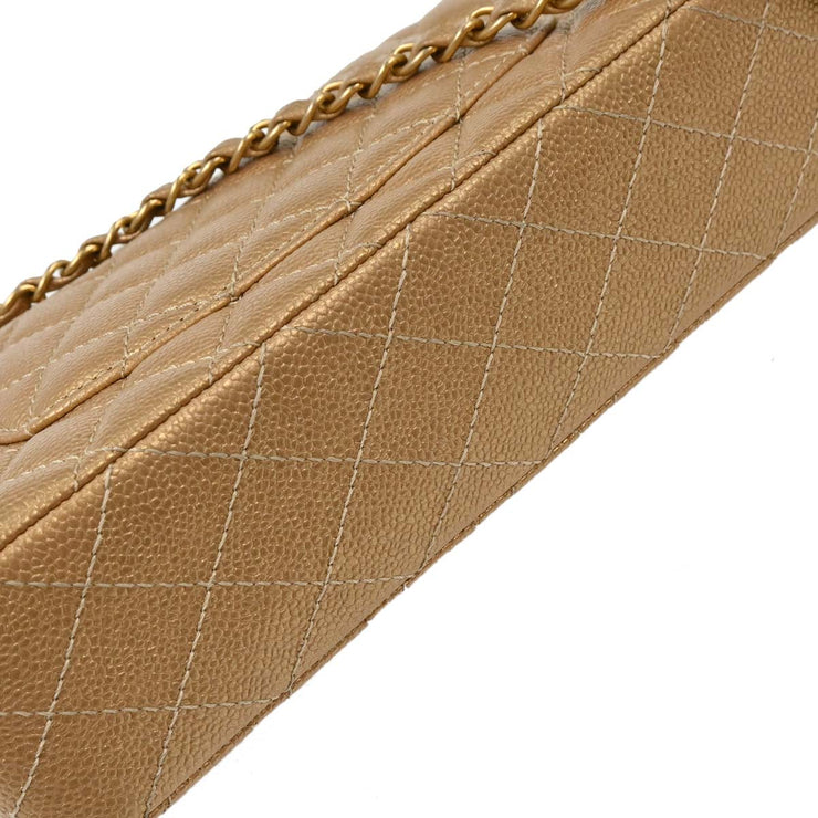 Chanel Metallic Gold Calfskin Medium Classic Double Flap Shoulder Bag 115972