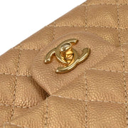 Chanel Metallic Gold Calfskin Medium Classic Double Flap Shoulder Bag 115972