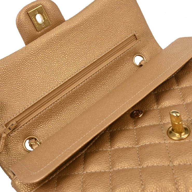 Chanel Metallic Gold Calfskin Medium Classic Double Flap Shoulder Bag 115972