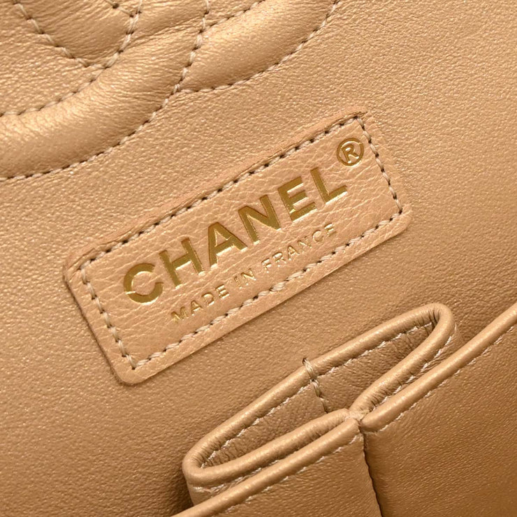 Chanel Metallic Gold Calfskin Medium Classic Double Flap Shoulder Bag 115972