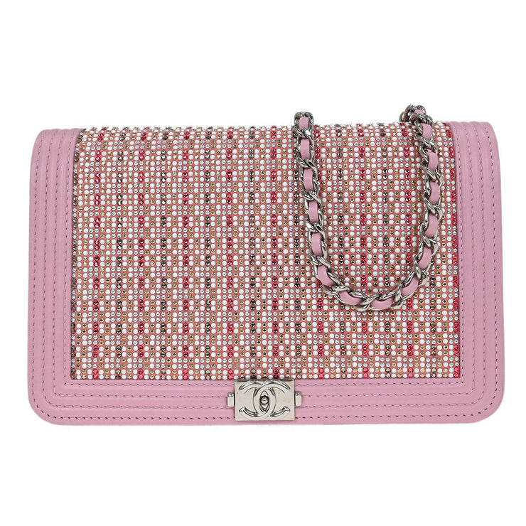 Chanel Pink Lambskin Rhinestone WOC Wallet On Chain 115973