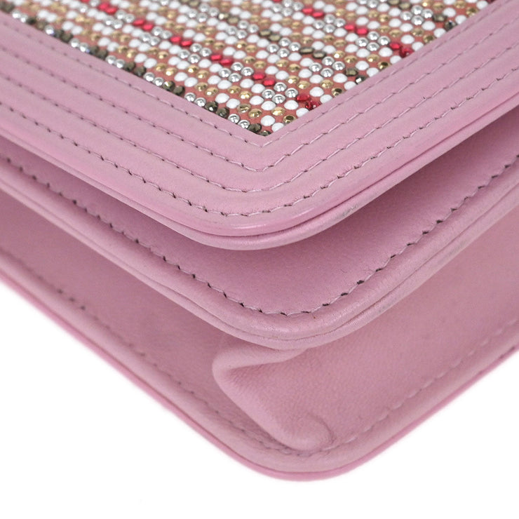 Chanel Pink Lambskin Rhinestone WOC Wallet On Chain 115973