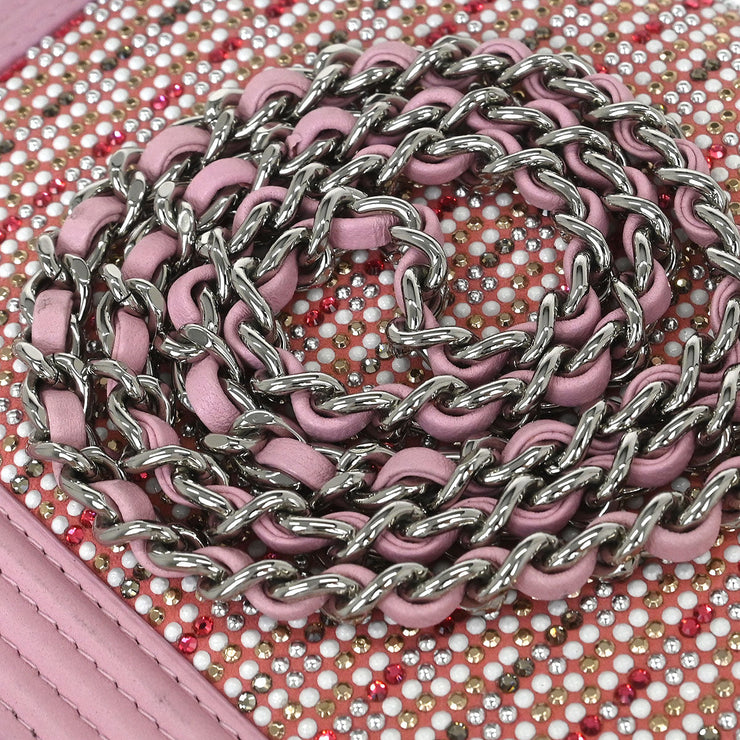 Chanel Pink Lambskin Rhinestone WOC Wallet On Chain 115973