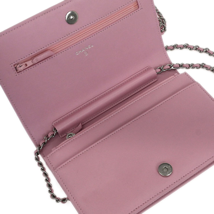 Chanel Pink Lambskin Rhinestone WOC Wallet On Chain 115973