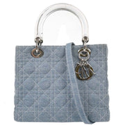Christian Dior Light Blue Denim Lady Dior Cannage 2way Handbag MA-1929 116004