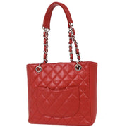 Chanel Red Calfskin Petite Shopping Tote PST Chain Handbag 116018