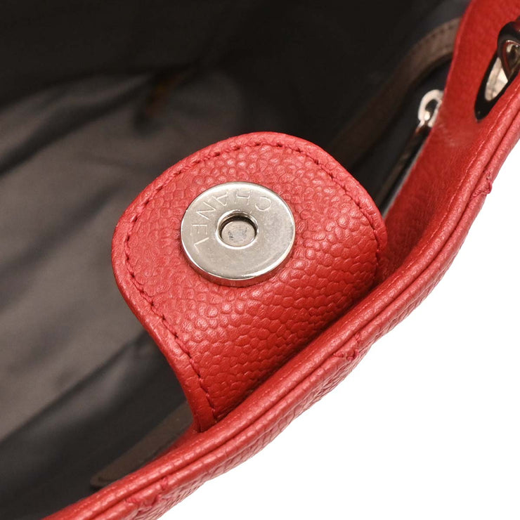 Chanel Red Calfskin Petite Shopping Tote PST Chain Handbag 116018