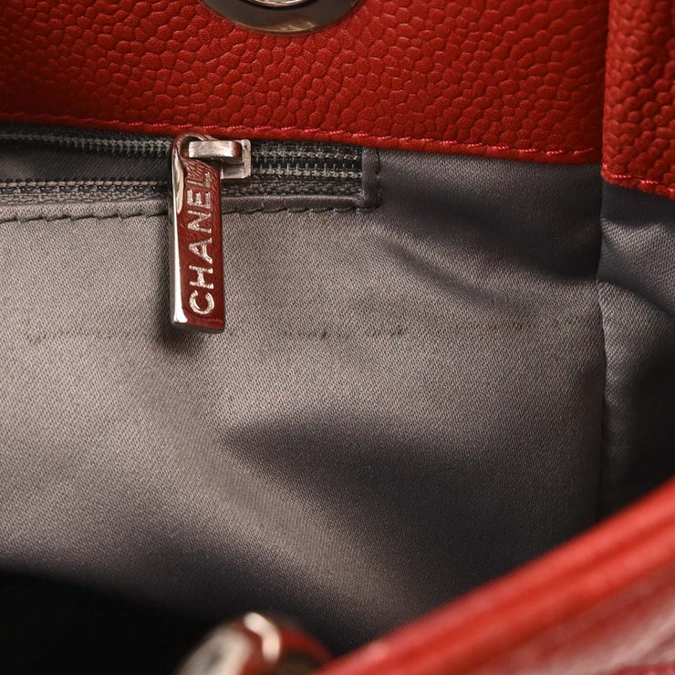 Chanel Red Calfskin Petite Shopping Tote PST Chain Handbag 116018