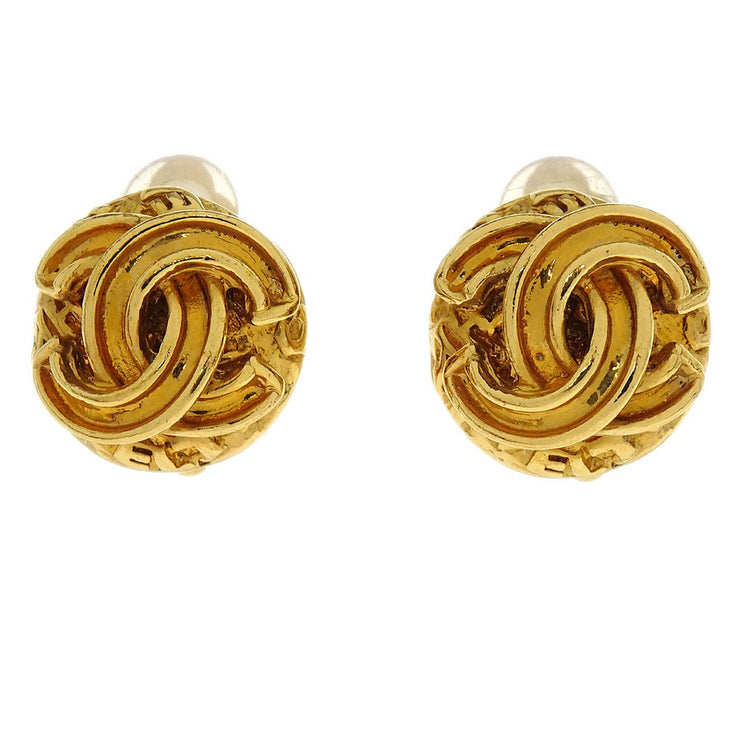 Chanel Button Earrings Clip-On Gold 95A 116023