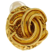 Chanel Button Earrings Clip-On Gold 95A 116023