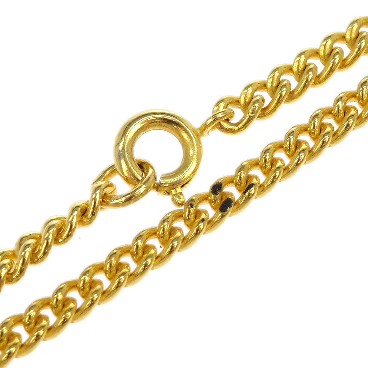 Celine Gold Chain Pendant Medallion Round Circle Necklace Rhinestone 89 116024