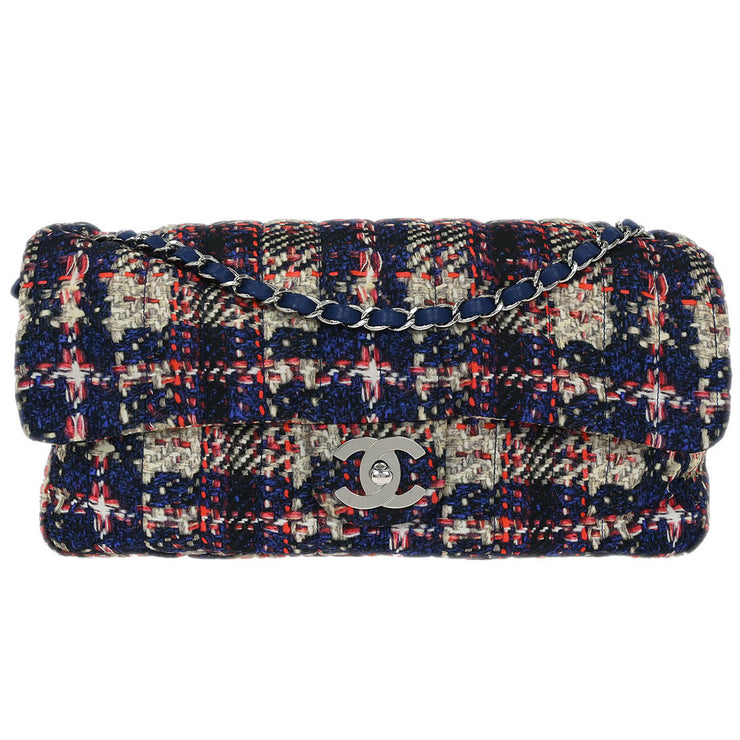 Chanel Navy Nylon Tweed Print Shoulder Bag 116029