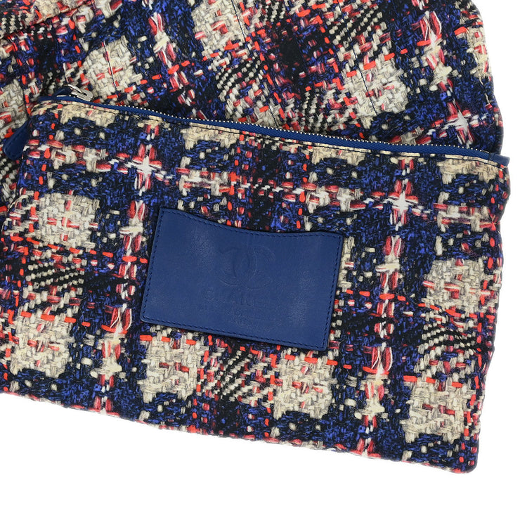 Chanel Navy Nylon Tweed Print Shoulder Bag 116029