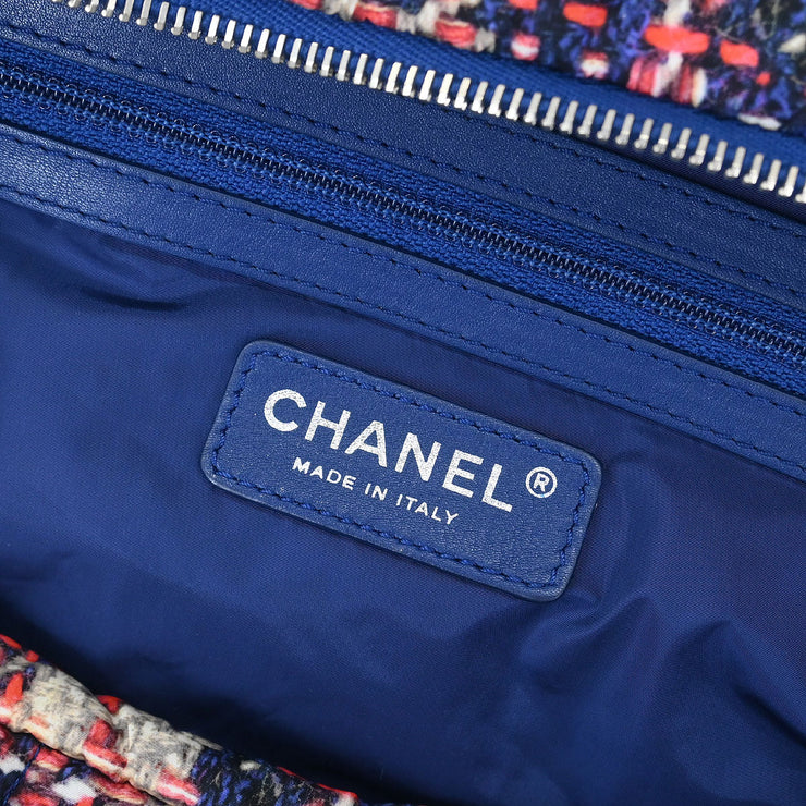 Chanel Navy Nylon Tweed Print Shoulder Bag 116029