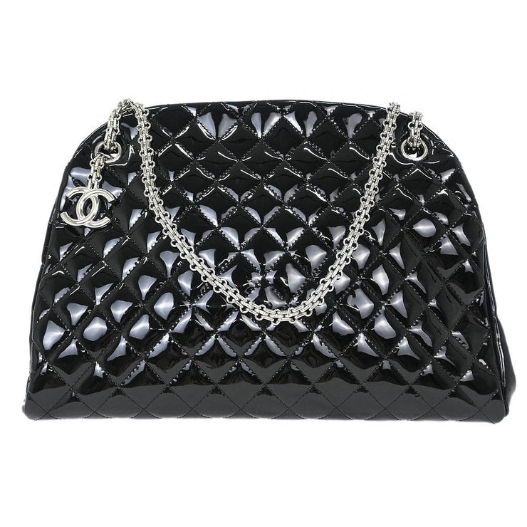 Chanel Black Patent Leather Large Mademoiselle Bowling Bag 116033