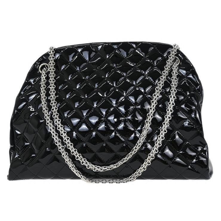 Chanel Black Patent Leather Large Mademoiselle Bowling Bag 116033