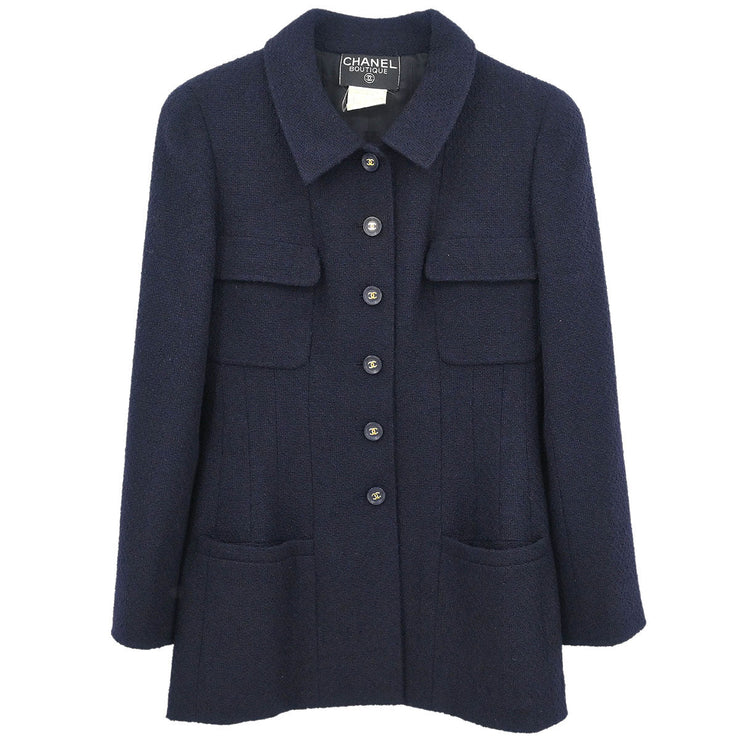 Chanel Single Breasted Jacket Black 95A #40 116046