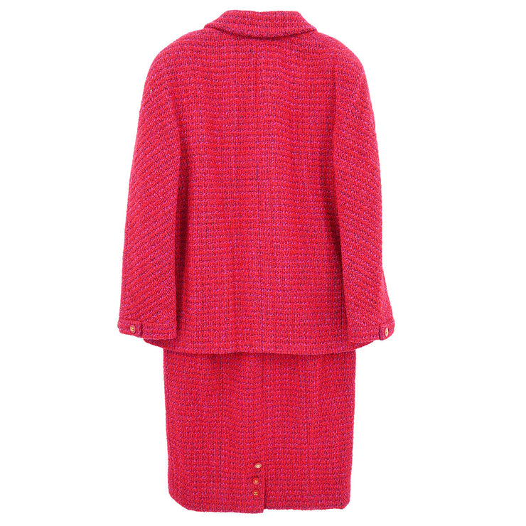 Chanel Setup Suit Jacket Skirt Red 95A #38 116047
