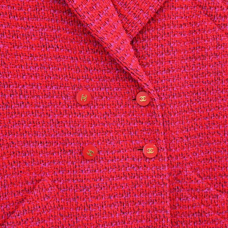 Chanel Setup Suit Jacket Skirt Red 95A #38 116047