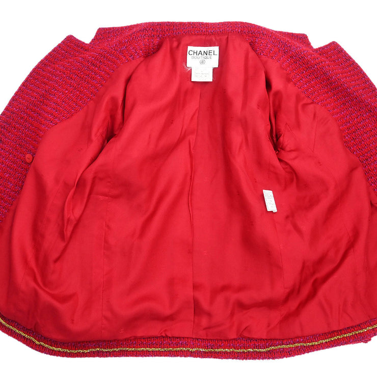Chanel Setup Suit Jacket Skirt Red 95A #38 116047