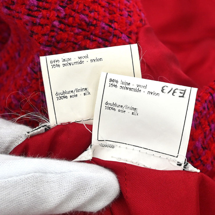 Chanel Setup Suit Jacket Skirt Red 95A #38 116047