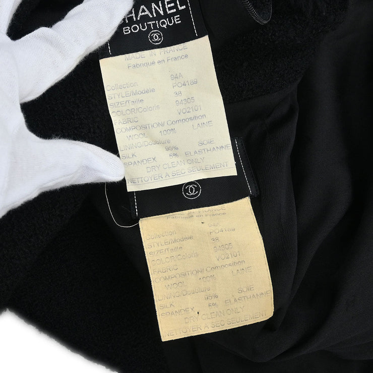 Chanel Setup Suit Jacket Skirt Black 94A #38 116048