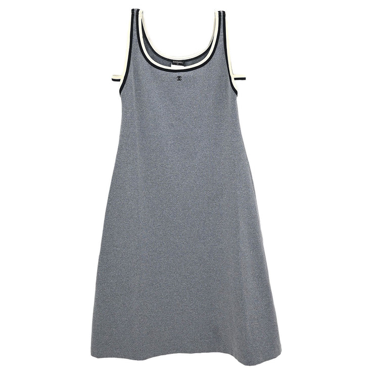 Chanel Sleeveless Dress Gray 98P #40 116052