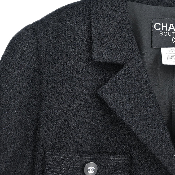 Chanel Setup Suit Jacket Skirt Black 96P #38 116054