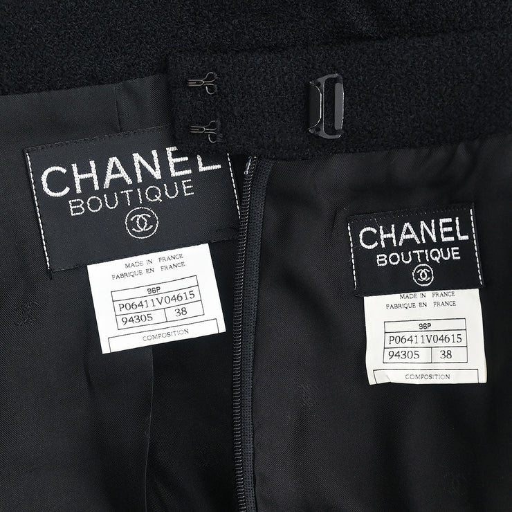Chanel Setup Suit Jacket Skirt Black 96P #38 116054