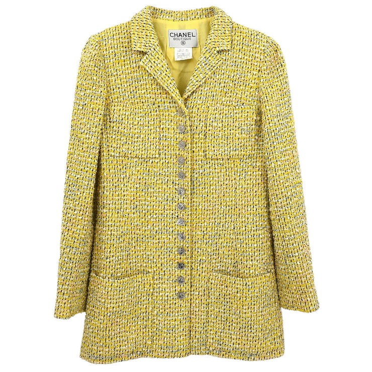Chanel Single Breasted Jacket Coat Yellow 96P #40 116060