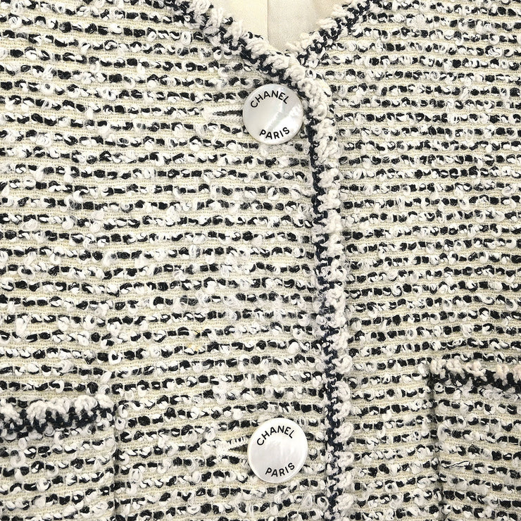 Chanel Single Breasted Collarless Jacket Gray 96A #42 116062