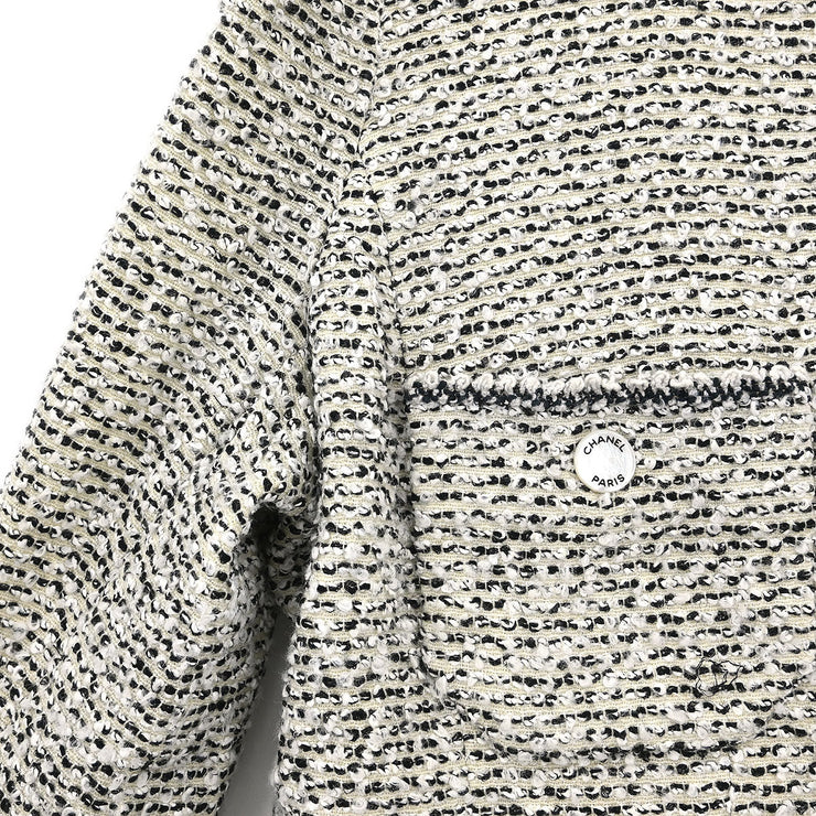 Chanel Single Breasted Collarless Jacket Gray 96A #42 116062