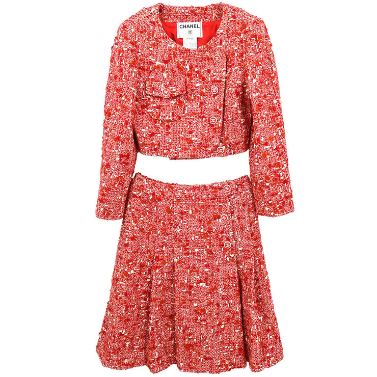 Chanel Setup Suit Jacket Skirt Red 01A #34 116065